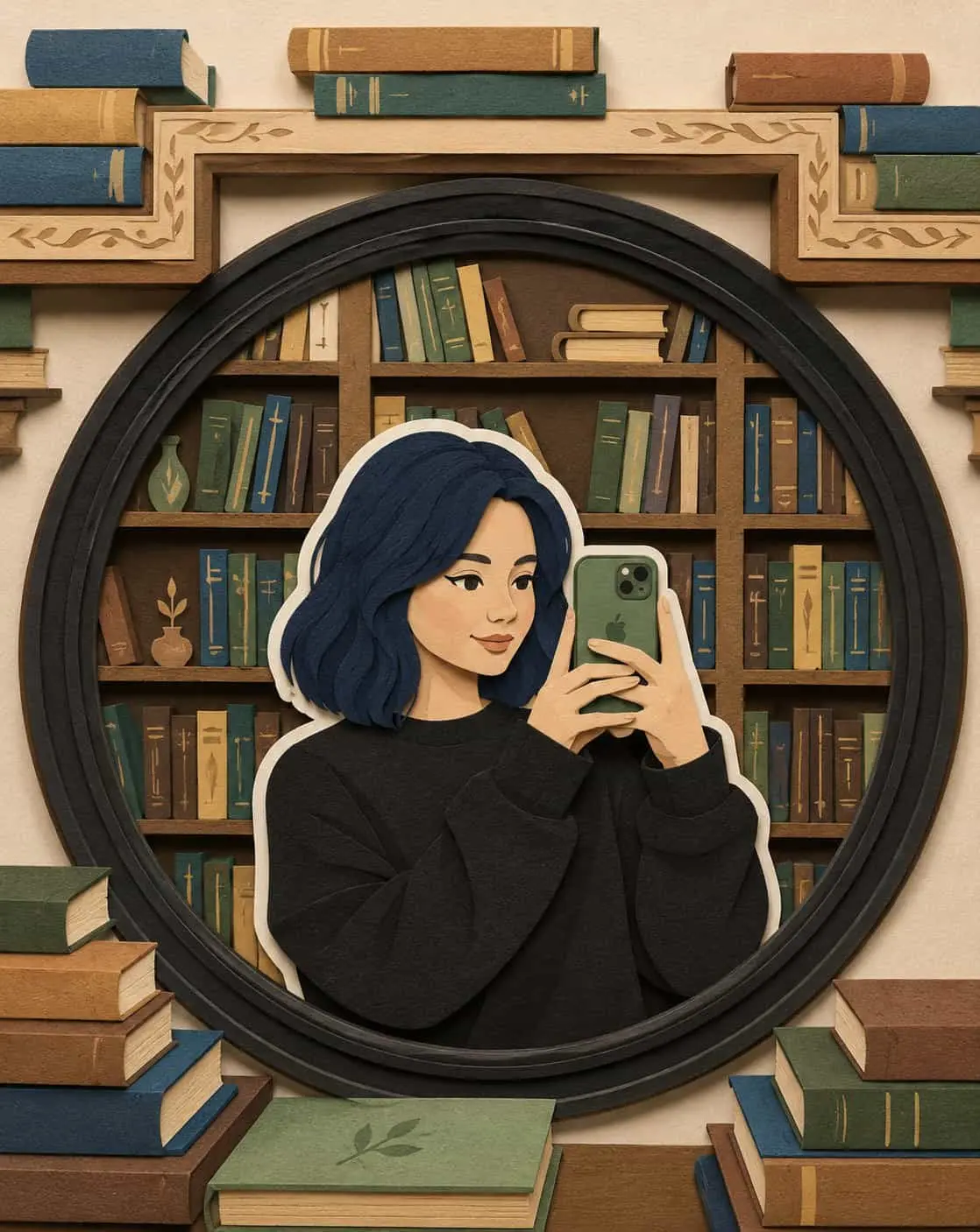 Handmade paper-cut layered illustration style photos