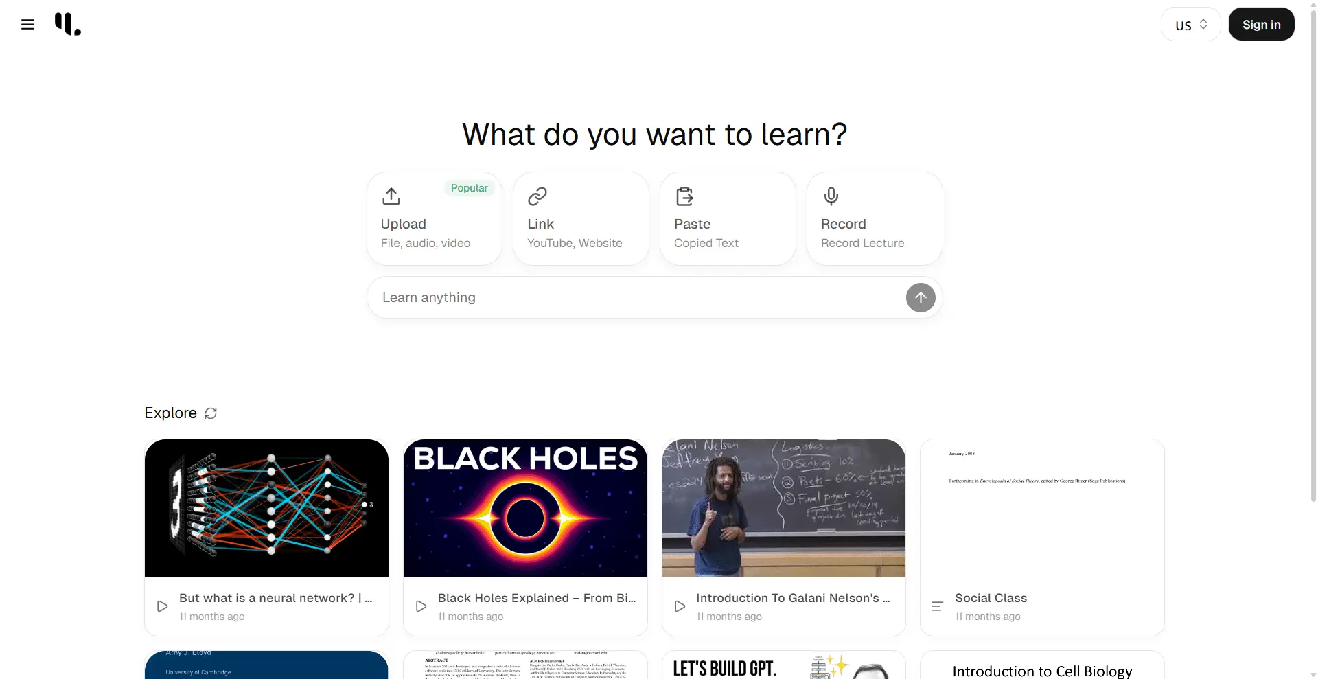Youlearn AI preview